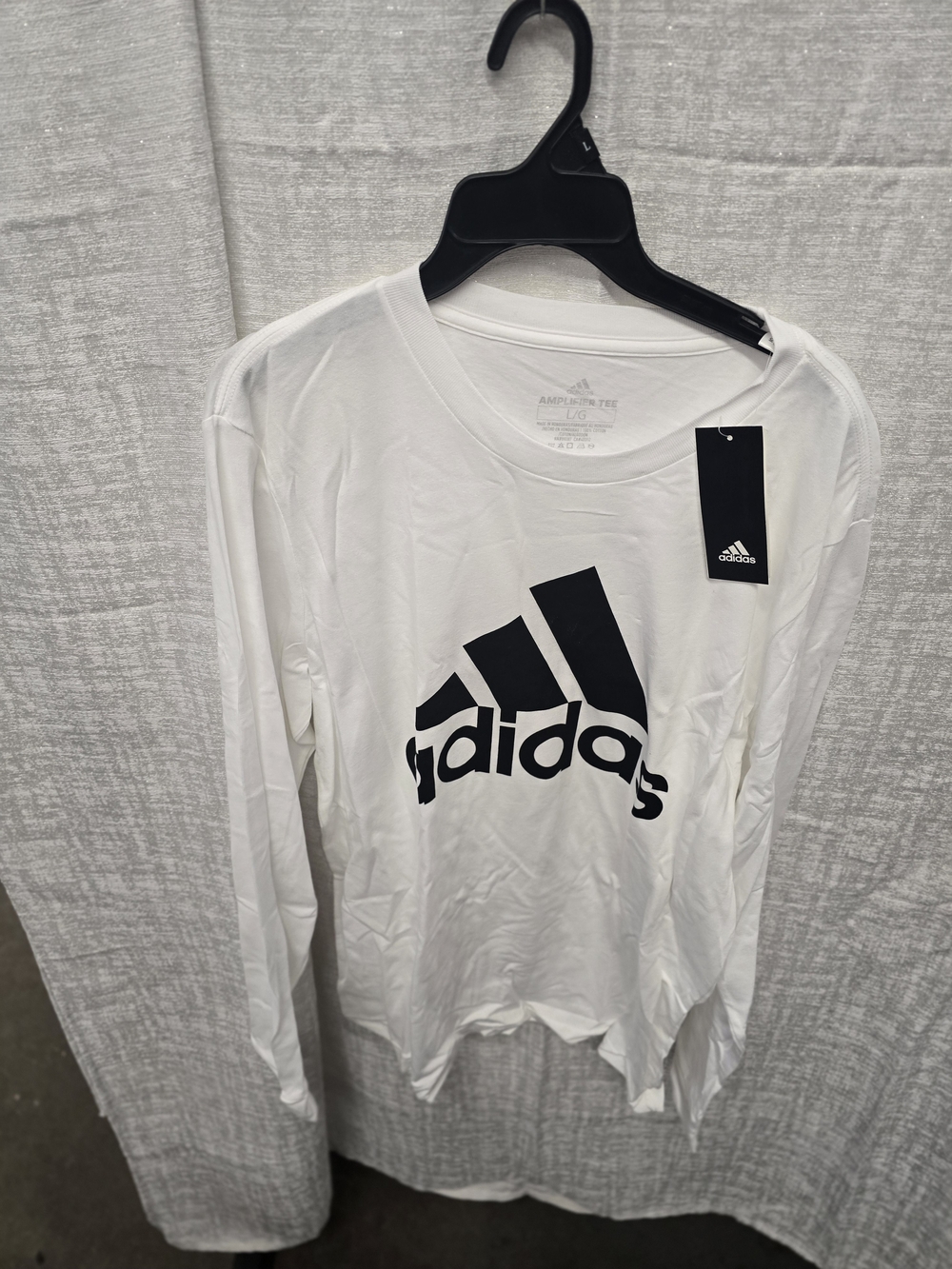 Adidas White Long Sleeve Logo Tee Sz L New With Tags